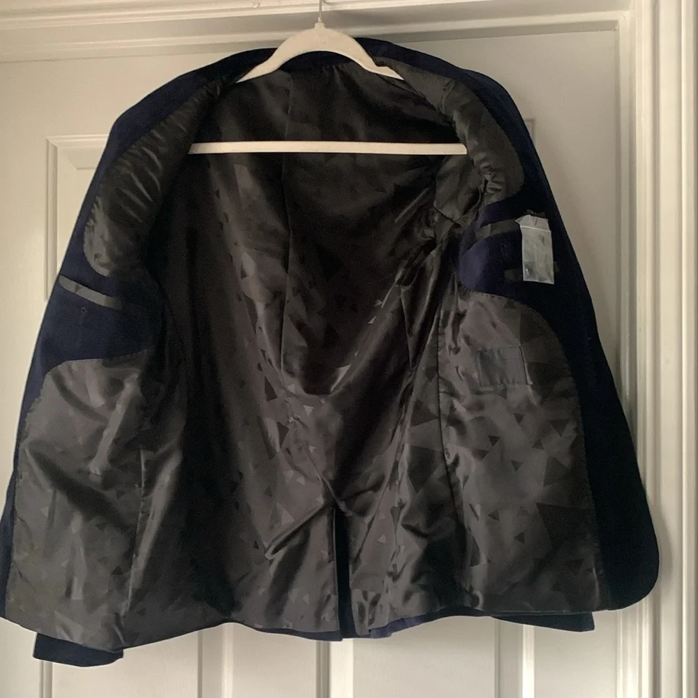 ASOS Men 2pc Blue Velvet Suit Personalized Floral Embroidered Lapel Designer - Picture 14 of 16